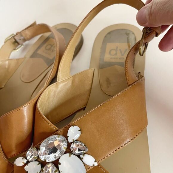 Dolce Vita Rhinestone Embellished Criss Cross Slingback Flat Sandals - Picture 10 of 11